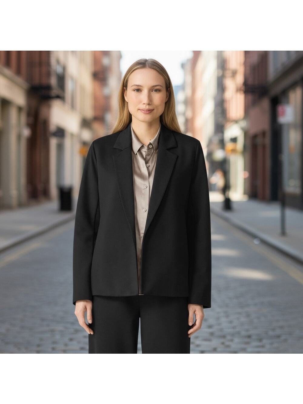 Eileen Fisher Women's Washable‎ Flex Ponte Notch Collar Blazer Black Size XL NWT